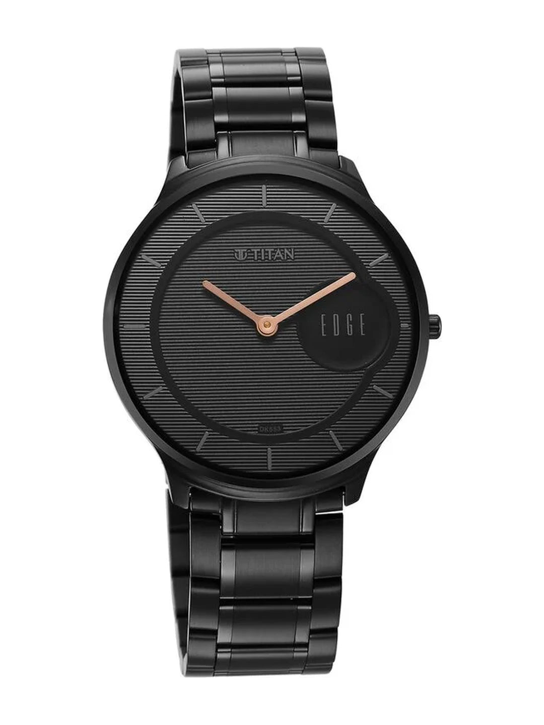 Titan Edge Round Black Dial Analog Watch - NU1843NM03