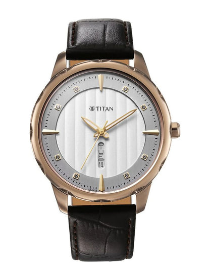 Titan Round White Dial Analog Watch - NU1875QL01