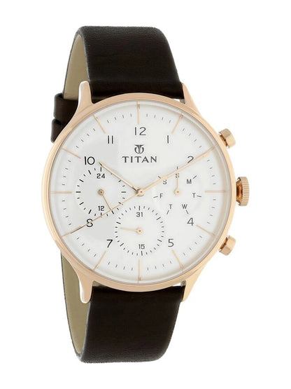 Titan Round White Dial Analog Watch - NU90102WL01