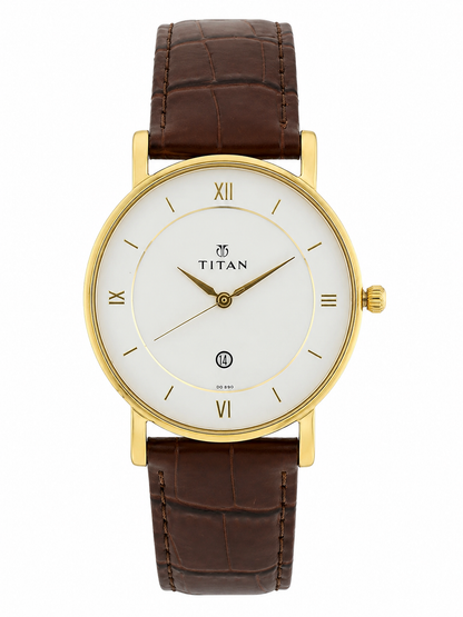 Titan Round White Dial Analog Watch - NU9162YL01