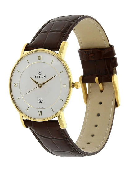 Titan Round White Dial Analog Watch - NU9162YL01