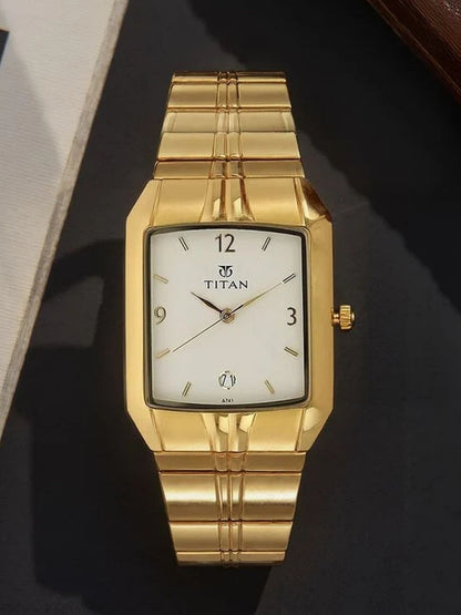 Titan Rectangular White Dial Analog Watch - NU9264YM01