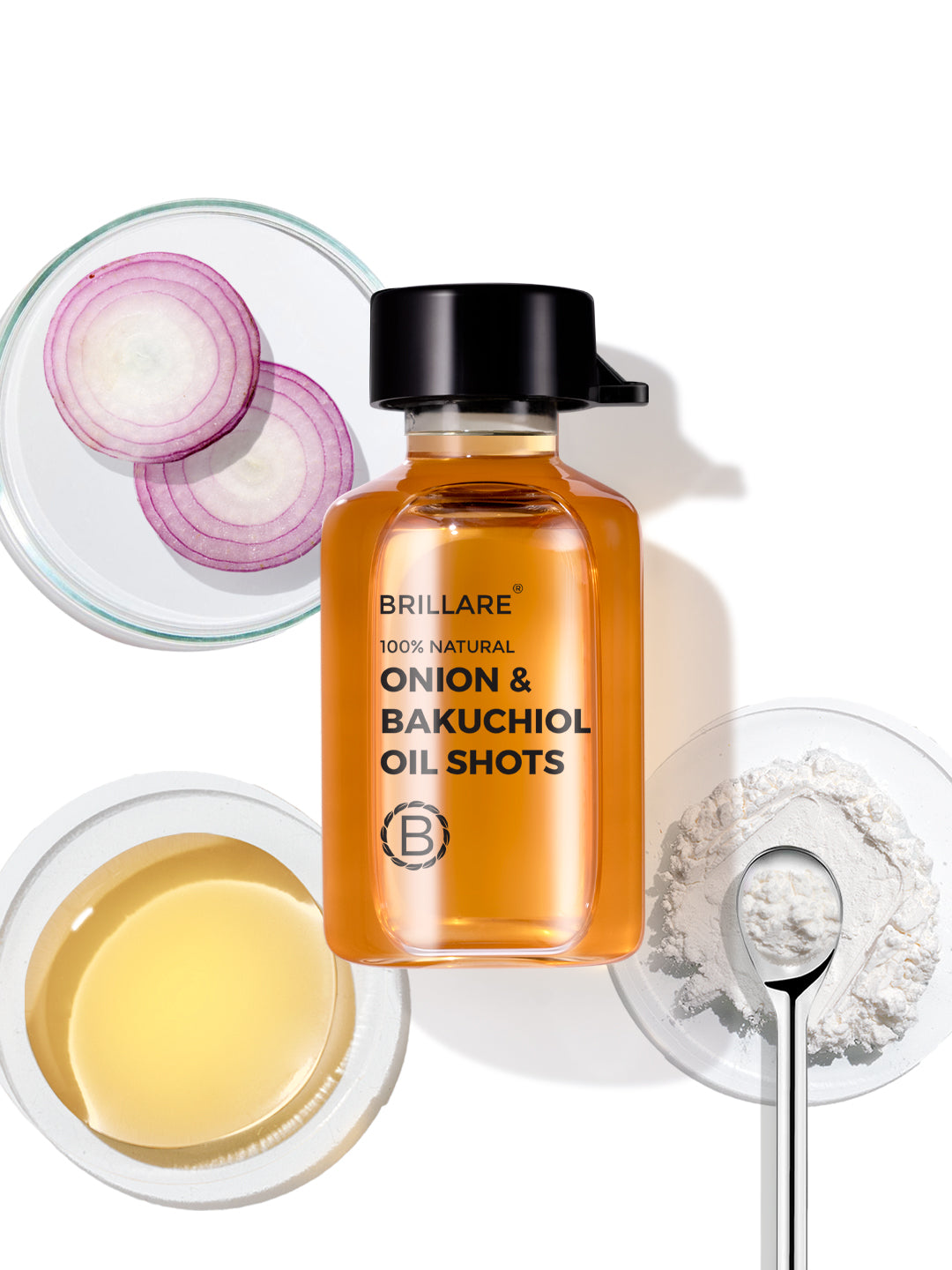 Brillare Onion & Bakuchiol Oil Shots For Hair Fall Reduction (48ml)