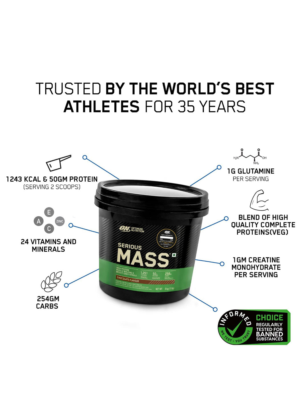 ON Serious Mass Weight Gainer Chocolate Powder 5kg