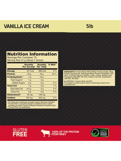 ON Gold Standard 100% Whey Protein Vanilla Ice Cream Powder (2.27 kg)