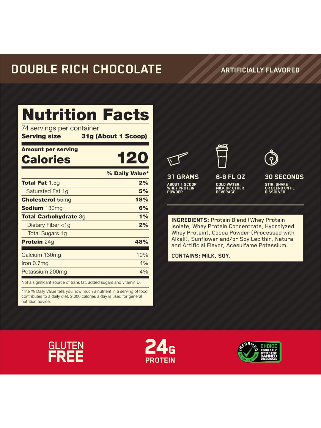 ON Gold Standard 100% Whey Protein Double Rich Chocolate Powder 2.27 kg