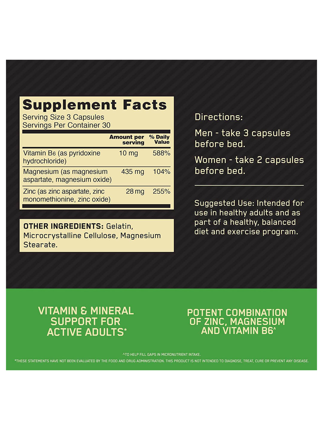 ON ZMA Zinc Magnesium Capsules 90 Capsules