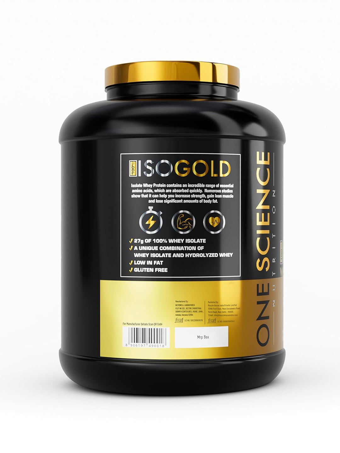 One Science Nutrition IsoGold Whey Protein Isolate Powder 2.27 kg