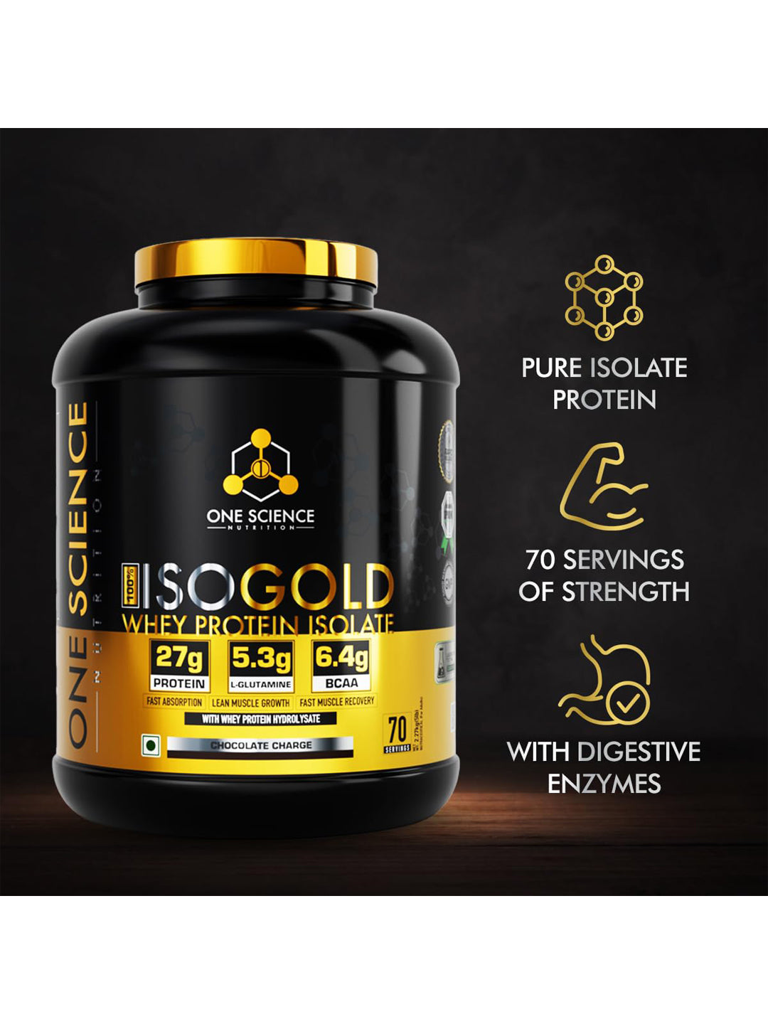 One Science Nutrition IsoGold Whey Protein Isolate Powder 2.27 kg