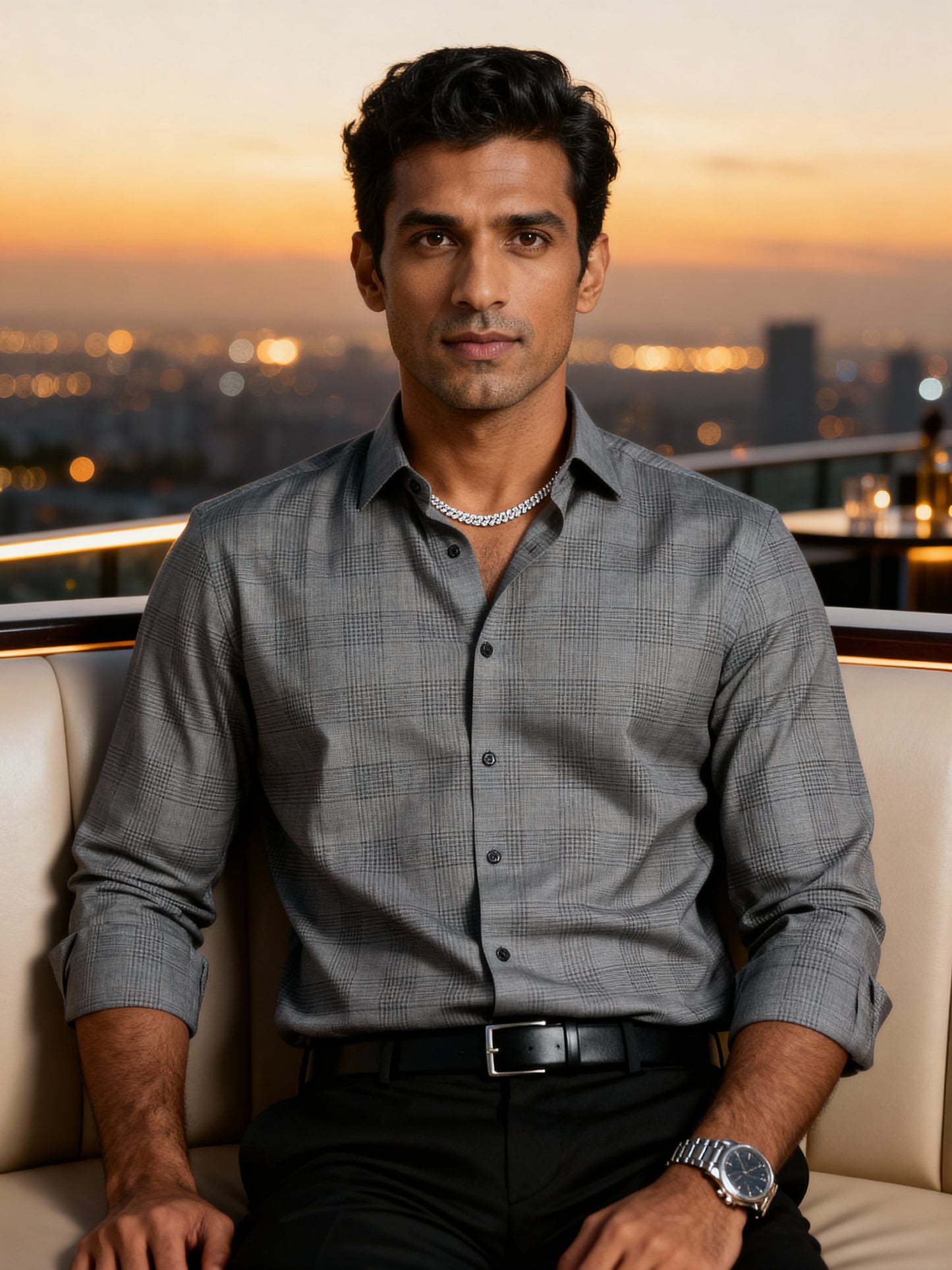 The Paribito Grey Cotton Party Shirt
