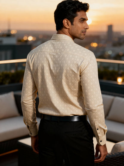 The Paribito Cream Viscose Rayon Party Shirt