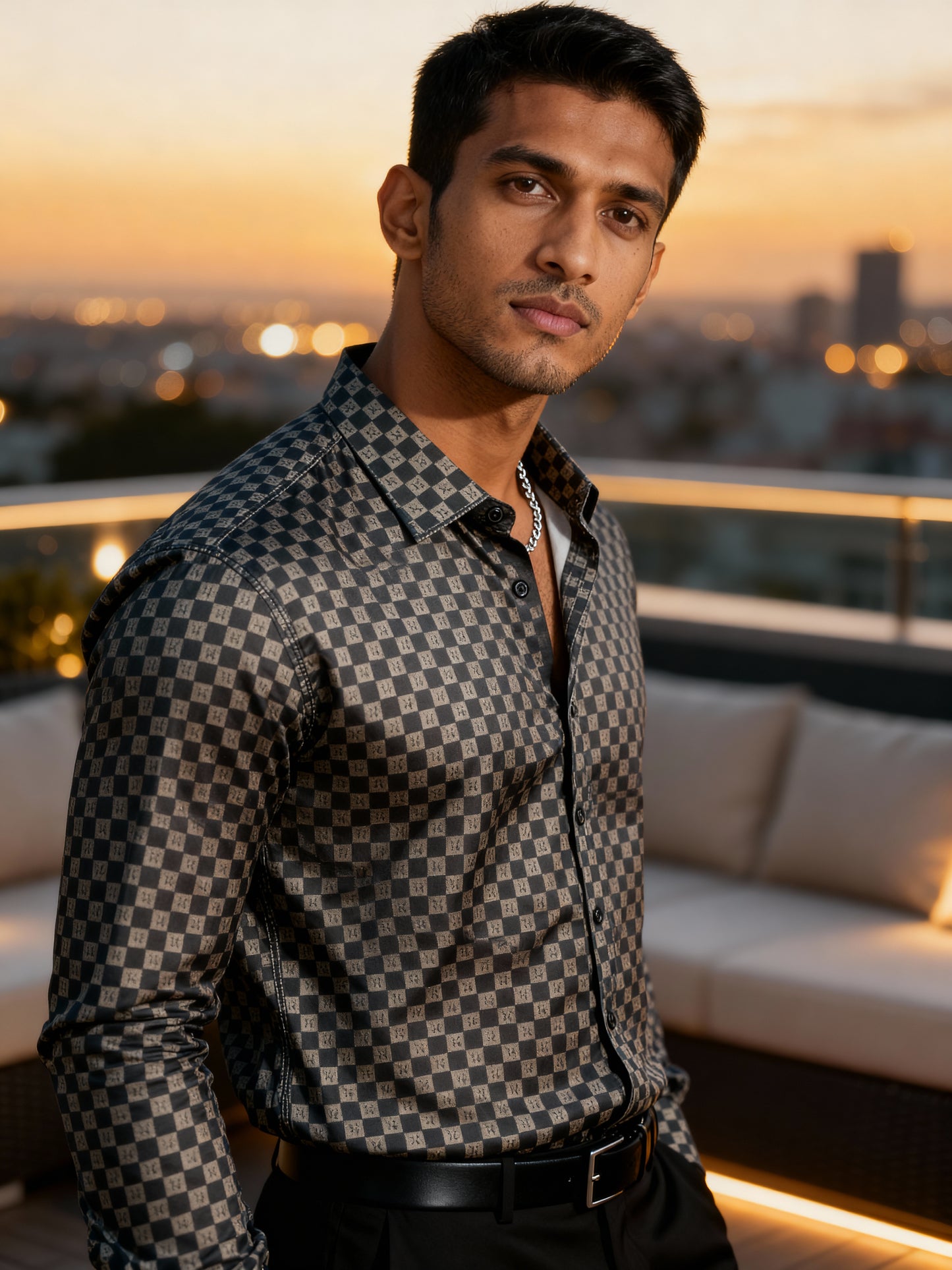 The Paribito Black Polly Silk Party Shirt