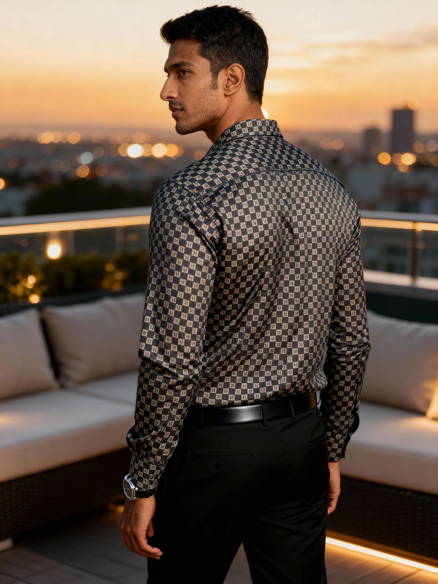 The Paribito Black Polly Silk Party Shirt