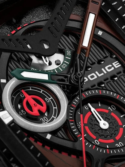 Police Rectangle Black Dial Chronograph Watch With Interchangeable Straps  - PLPEWGC00770X0