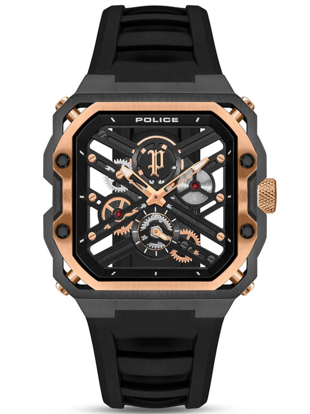 Police Skeleton Dial & Strap Analogue Watch - PLPEWGM0072002