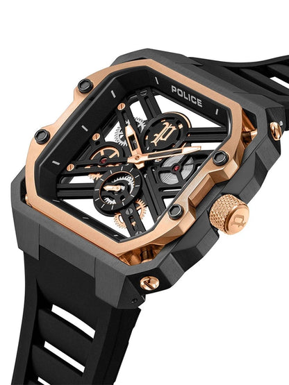Police Skeleton Dial & Strap Analogue Watch - PLPEWGM0072002