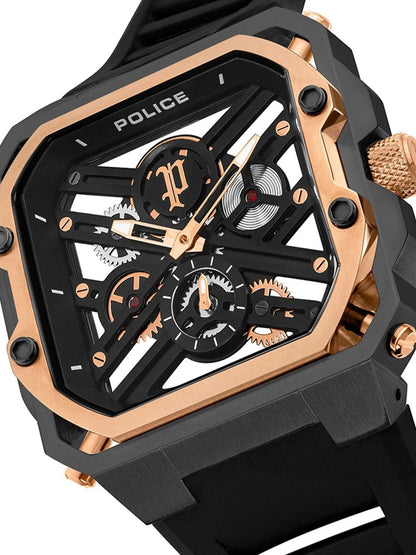 Police Skeleton Dial & Strap Analogue Watch - PLPEWGM0072002