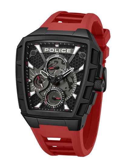 Police Asymmetric Black Dial Analog Watch With Silicone Strap - PLPEWGQ0056803