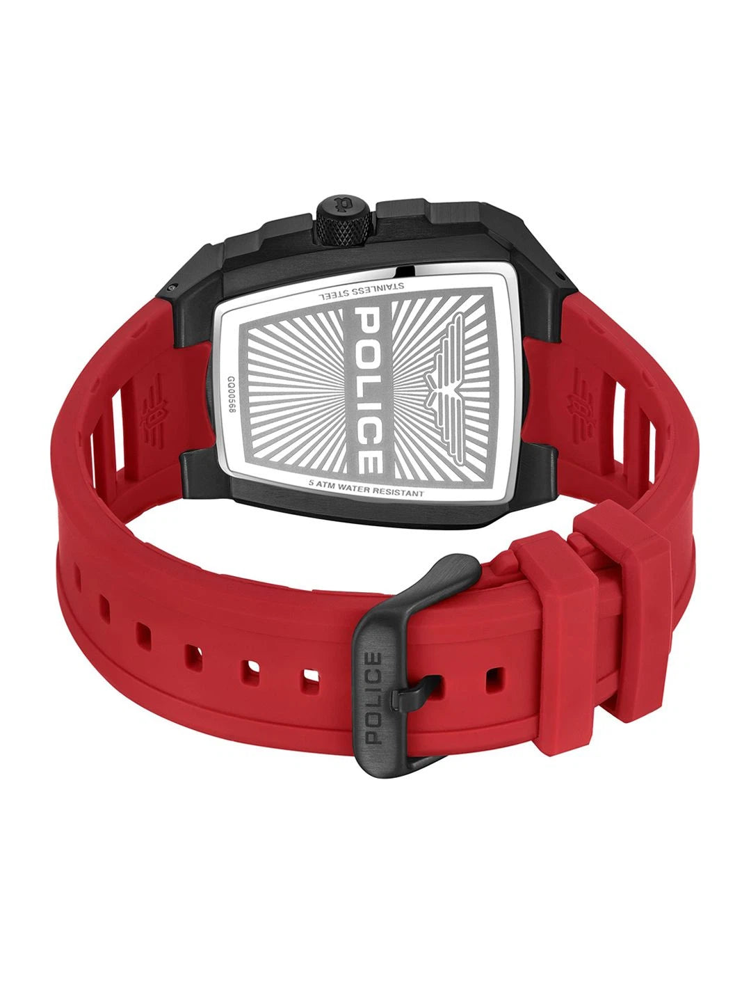 Police Asymmetric Black Dial Analog Watch With Silicone Strap - PLPEWGQ0056803