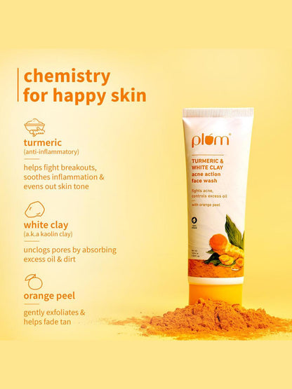 Plum Turmeric & White Clay Acne Action Face Wash 100ml