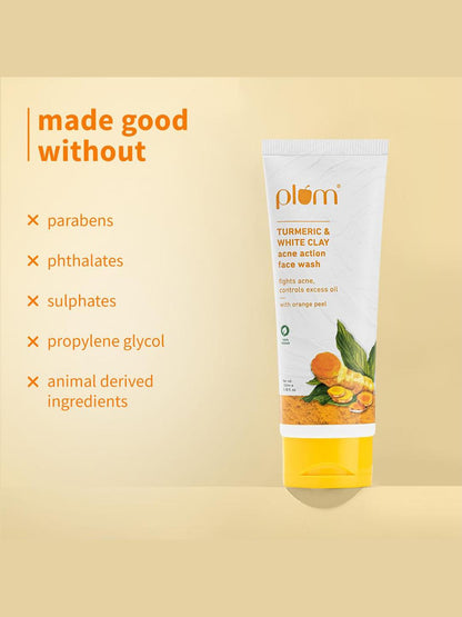 Plum Turmeric & White Clay Acne Action Face Wash 100ml