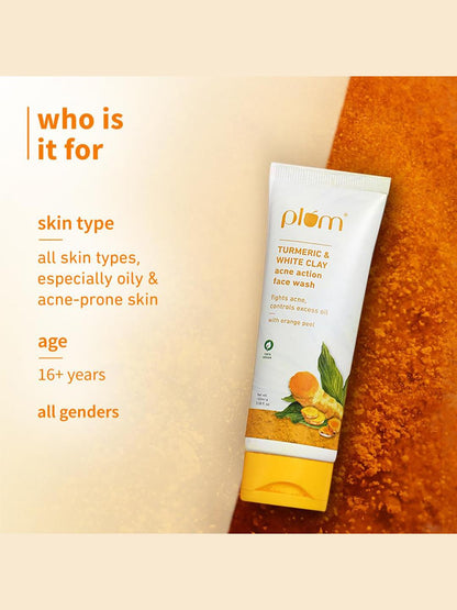 Plum Turmeric & White Clay Acne Action Face Wash 100ml