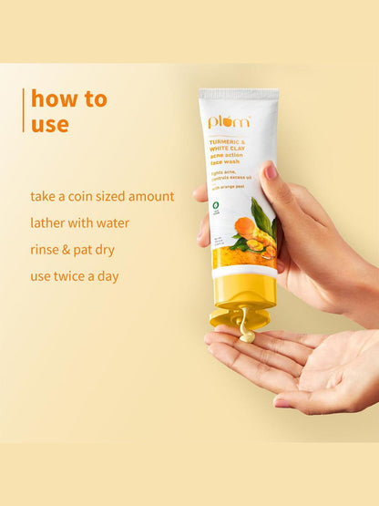 Plum Turmeric & White Clay Acne Action Face Wash 100ml