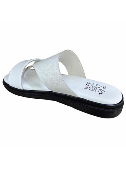 Shoe Bazar White Genuine Leather Sandals for Men