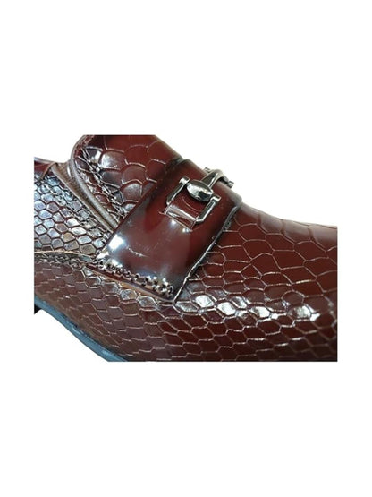 Shoe Bazar Brown Genuine Leather Formal Slip Ons for Men