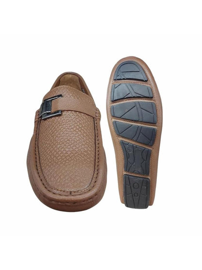 Shoe Bazar Tan Genuine Leather Loafers for Men