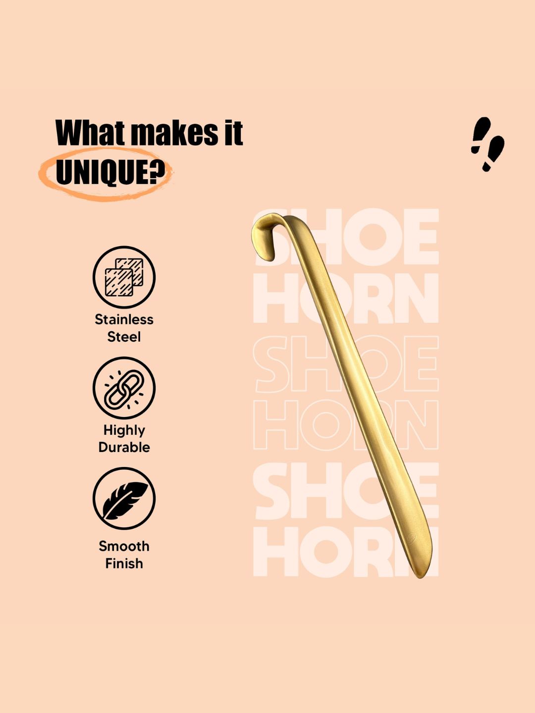 Shoe Mistri Premium Brass Aluminium Shoehorn - 19” Long Handle