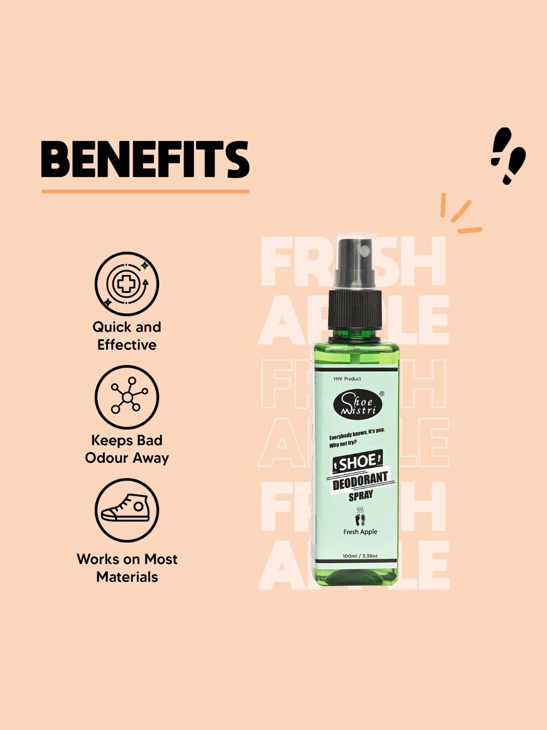 Shoe Mistri Foot & Shoe Deodorant Spray - Fresh Apple Essential Oils