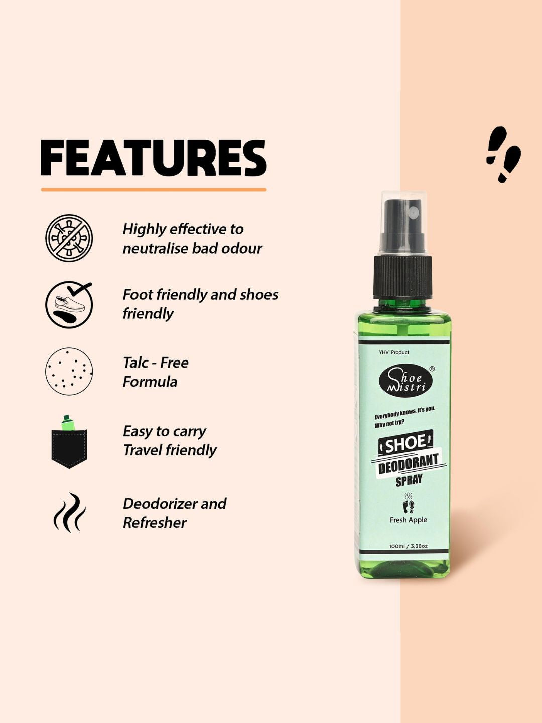 Shoe Mistri Foot & Shoe Deodorant Spray - Fresh Apple Essential Oils