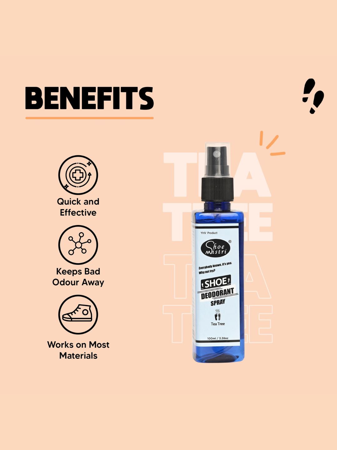 Shoe Mistri Foot & Shoe Deodorant Spray - Tea Tree Essential Oils