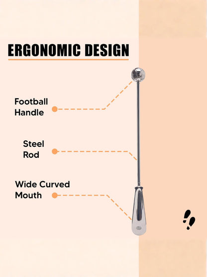 Shoe Mistri Premium Silver Aluminium Shoehorn - 24” Football Head Handle