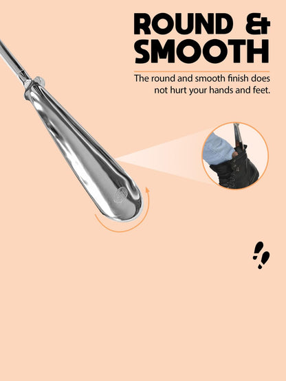 Shoe Mistri Premium Silver Aluminium Shoehorn - 24” Football Head Handle