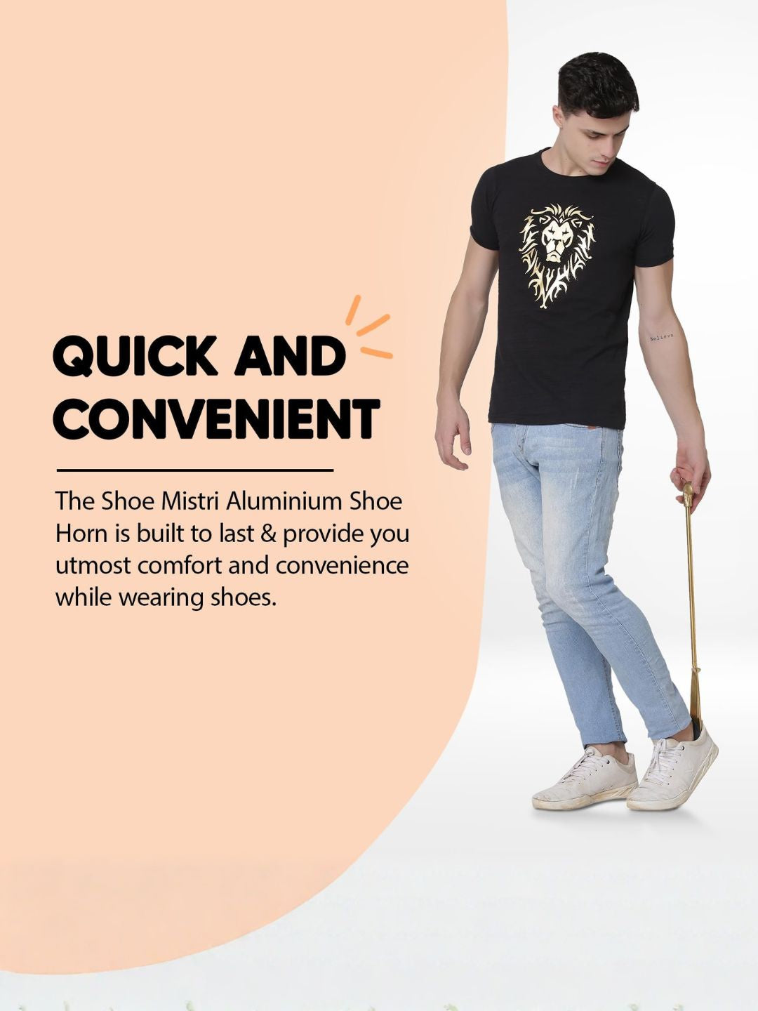 Shoe Mistri Premium Gold Aluminium Shoehorn - 24” Long Handle