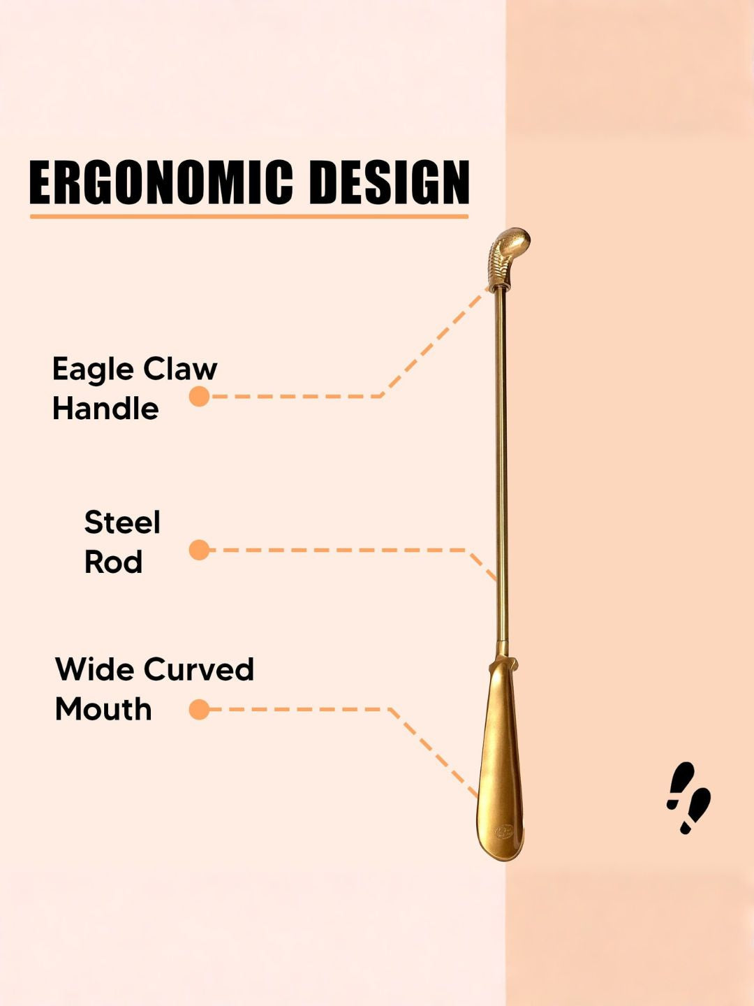 Shoe Mistri Premium Gold Aluminium Shoehorn - 24” Long Handle