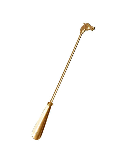 Shoe Mistri Premium Gold Aluminium Brass Coated Shoehorn - 24” Long Horse Head Handle