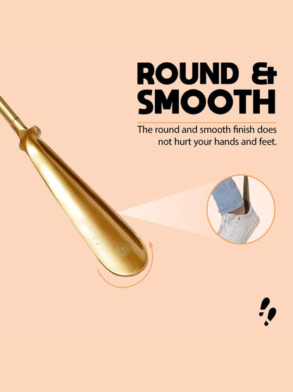 Shoe Mistri Premium Gold Aluminium Brass Coated Shoehorn - 24” Long Horse Head Handle