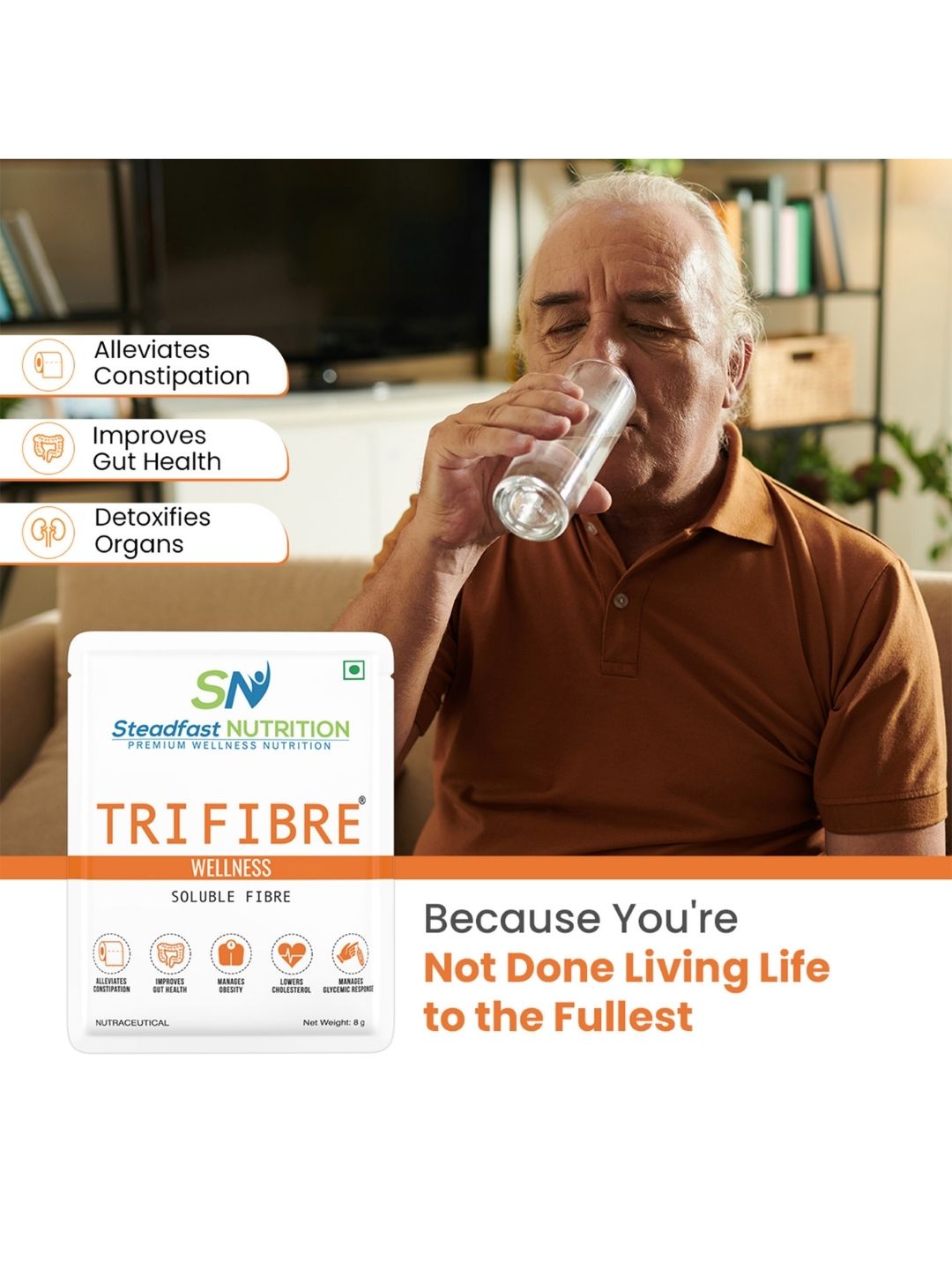 Steadfast Nutrition Tri Fibre Clear Soluble Fiber Supplement (30 Sachets)