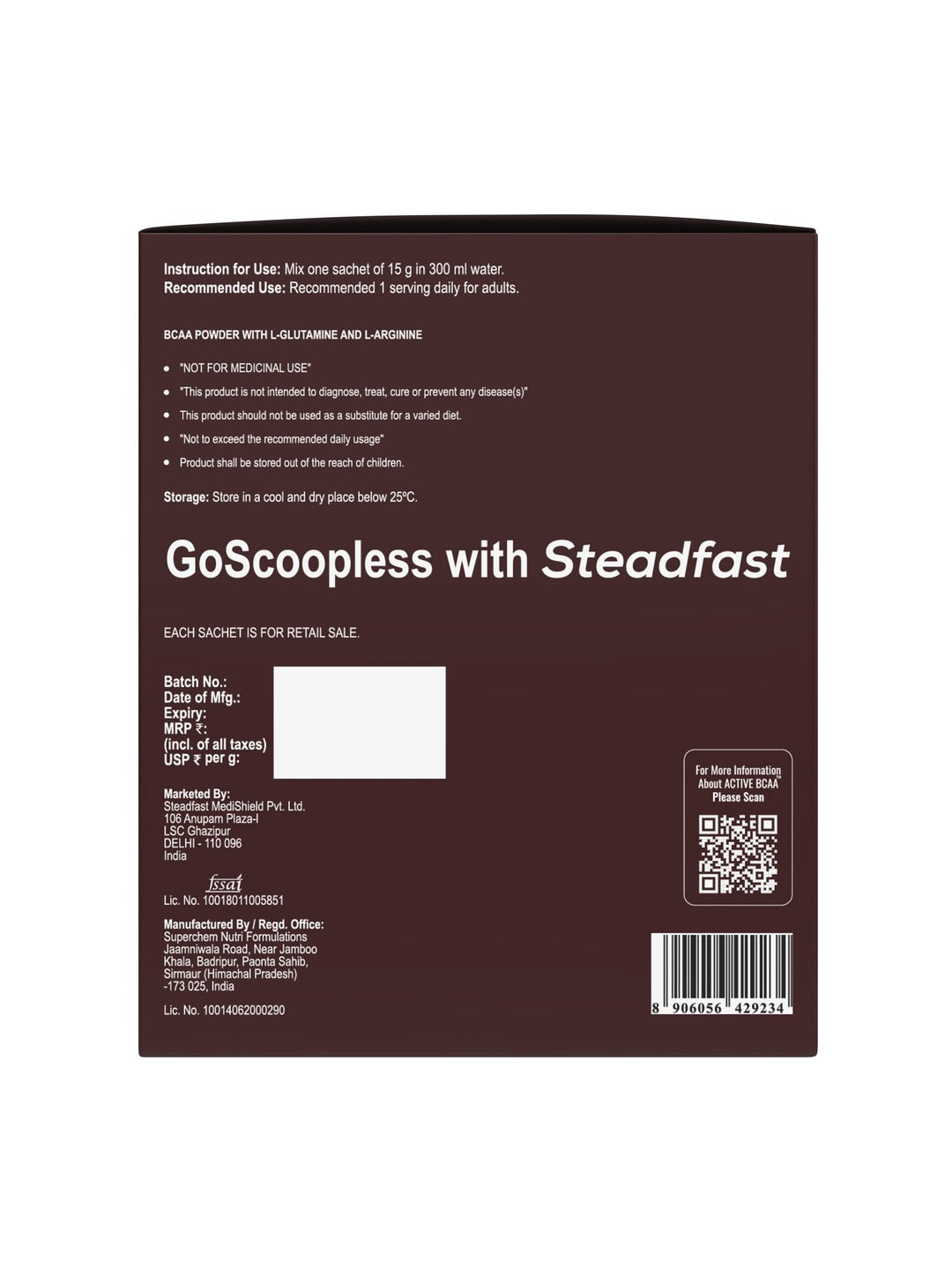 Steadfast Nutrition Active BCAA Supplement
