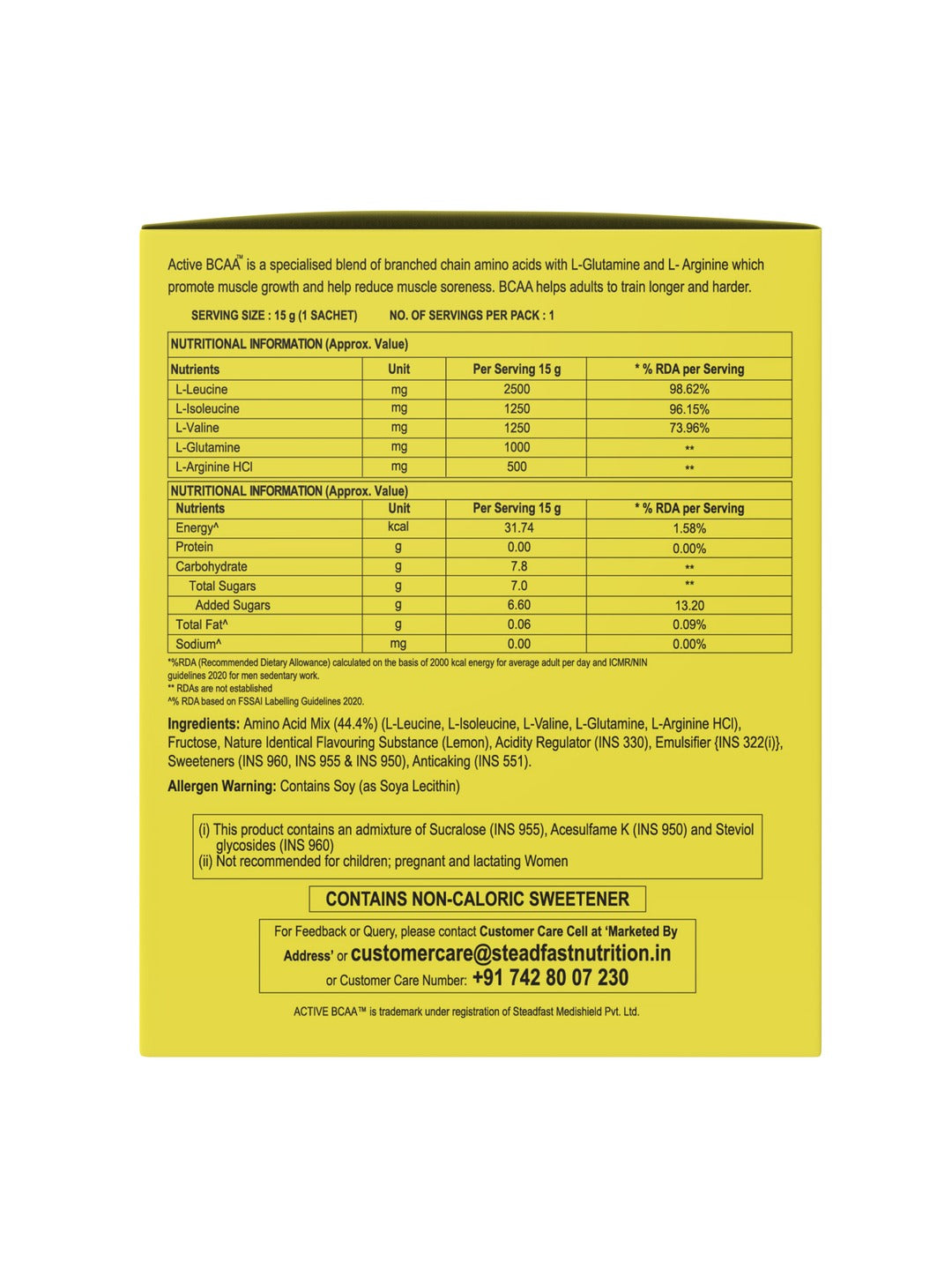 Steadfast Nutrition Active BCAA Supplement