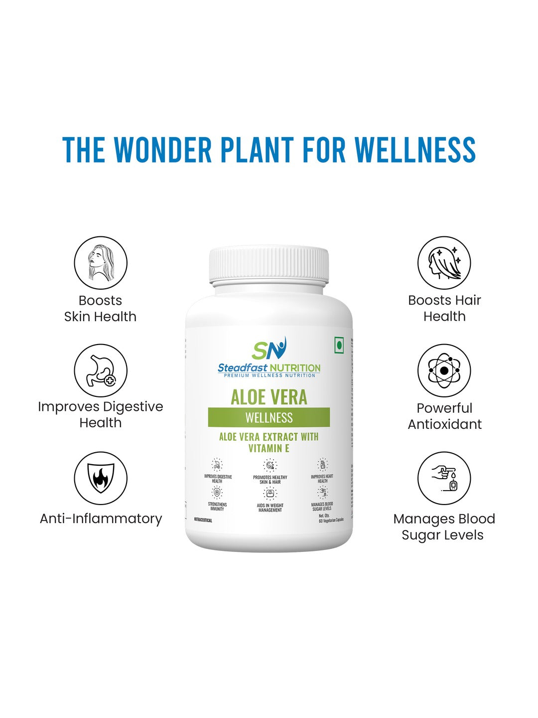 Steadfast Nutrition Aloe Vera for Healthy Skin & Hair (60 Capsules)