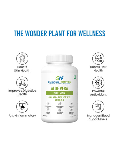 Steadfast Nutrition Aloe Vera for Healthy Skin & Hair (60 Capsules)