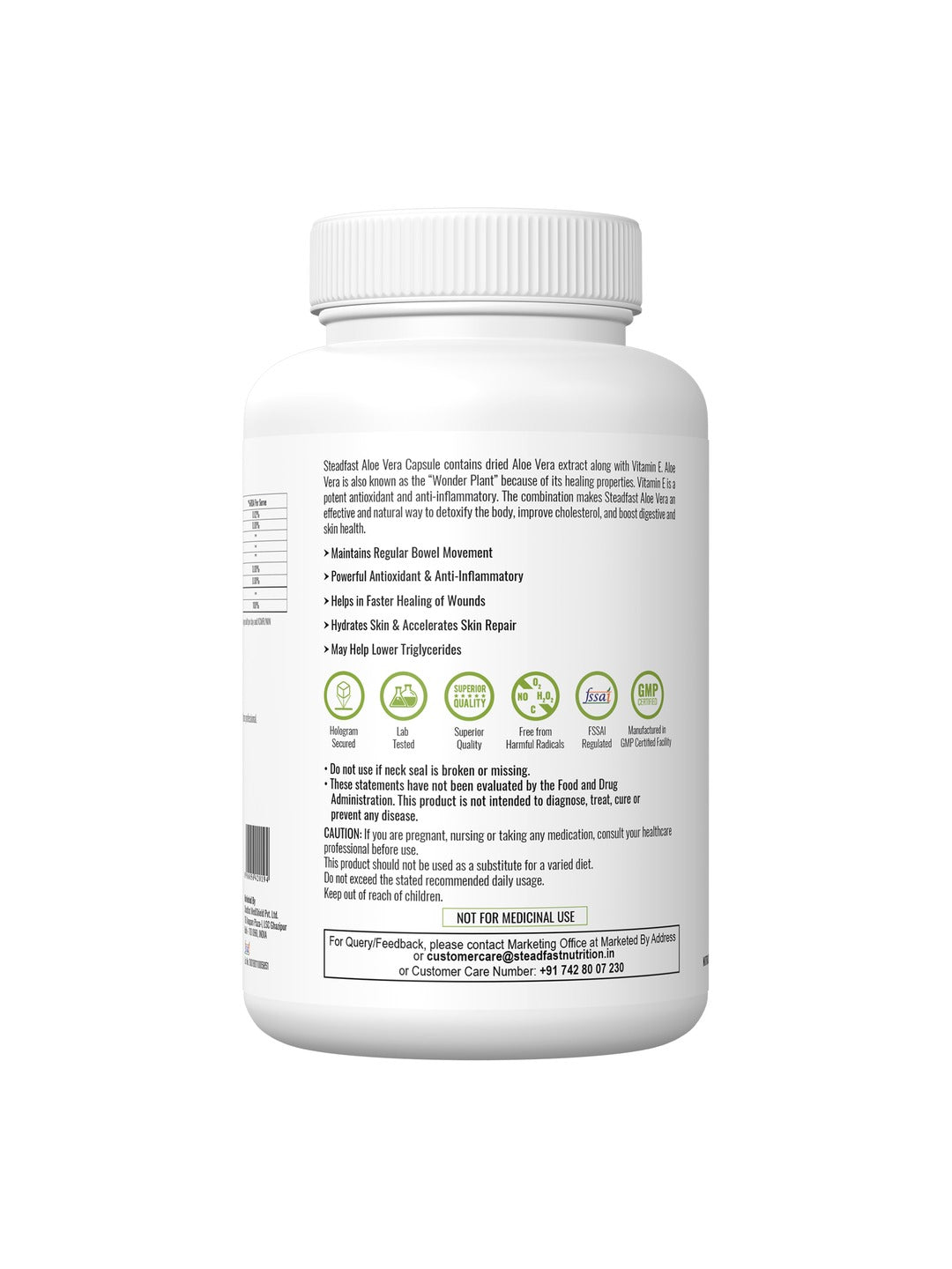 Steadfast Nutrition Aloe Vera for Healthy Skin & Hair (60 Capsules)