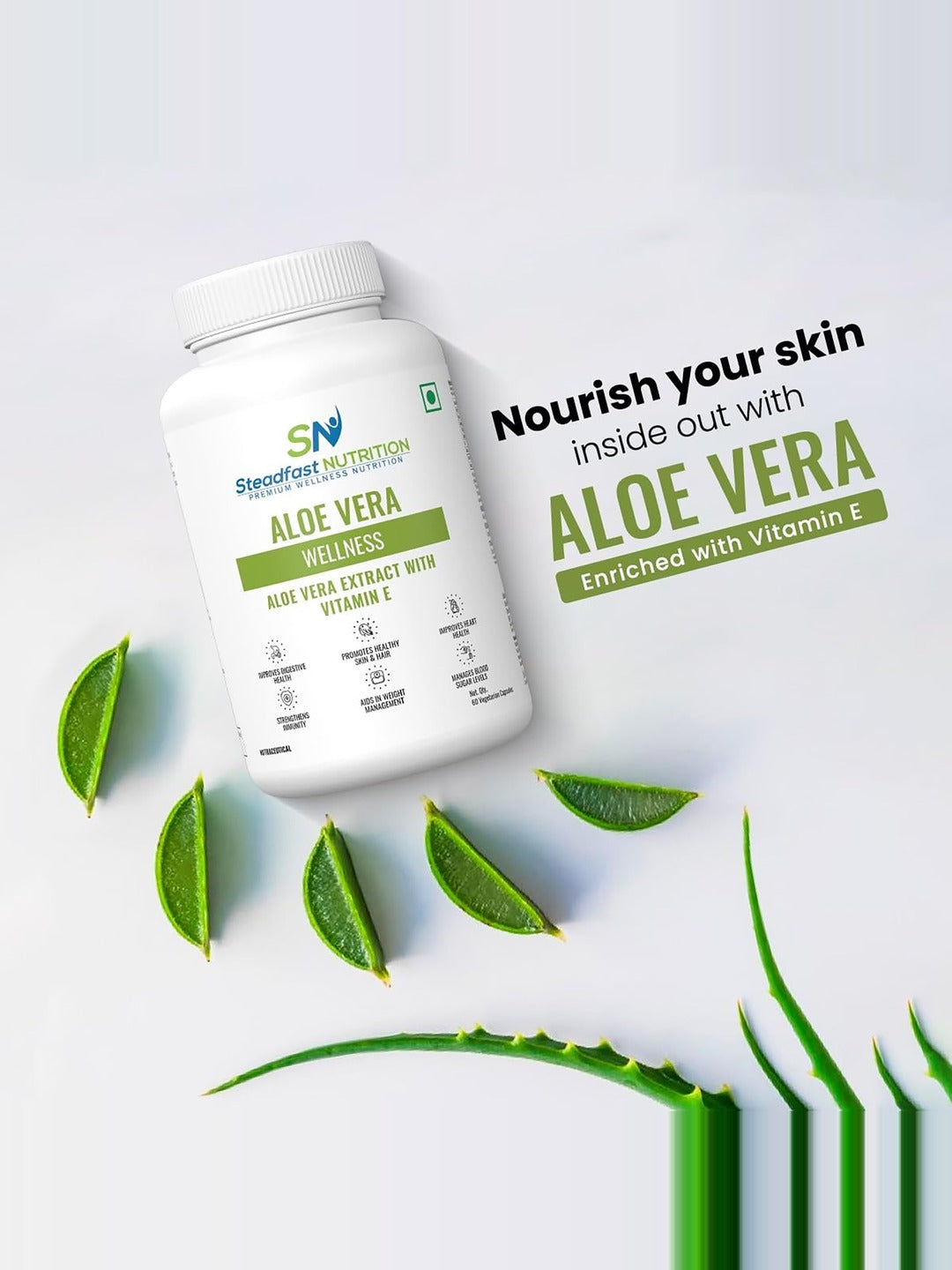 Steadfast Nutrition Aloe Vera for Healthy Skin & Hair (60 Capsules)