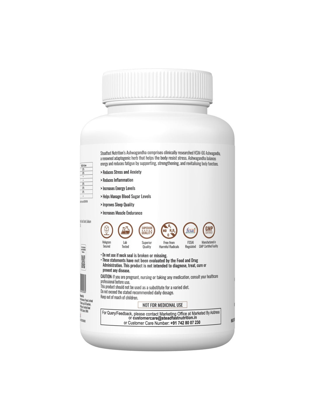 Steadfast Nutrition Ashwagandha KSM-66 Tablets (60 Tablets)