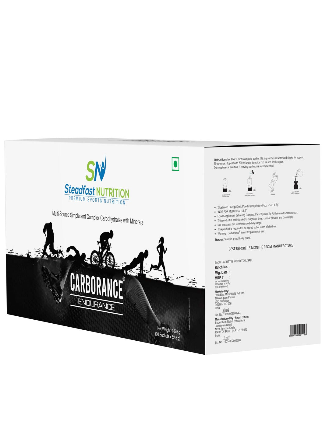 Steadfast Nutrition Carborance Multi-Source Carbohydrates - Unflavoured (30 Sachets)