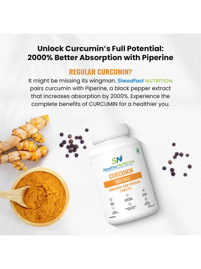Steadfast Nutrition Curcumin Piperine Supplement (60 Tablets)